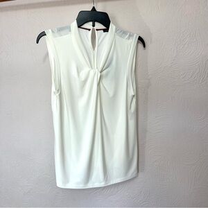 Tommy Hilfiger Cream Sleeveless Blouse with Tie Front